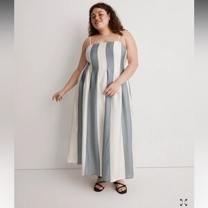Madewell Pleated Midi Dress in Stripe